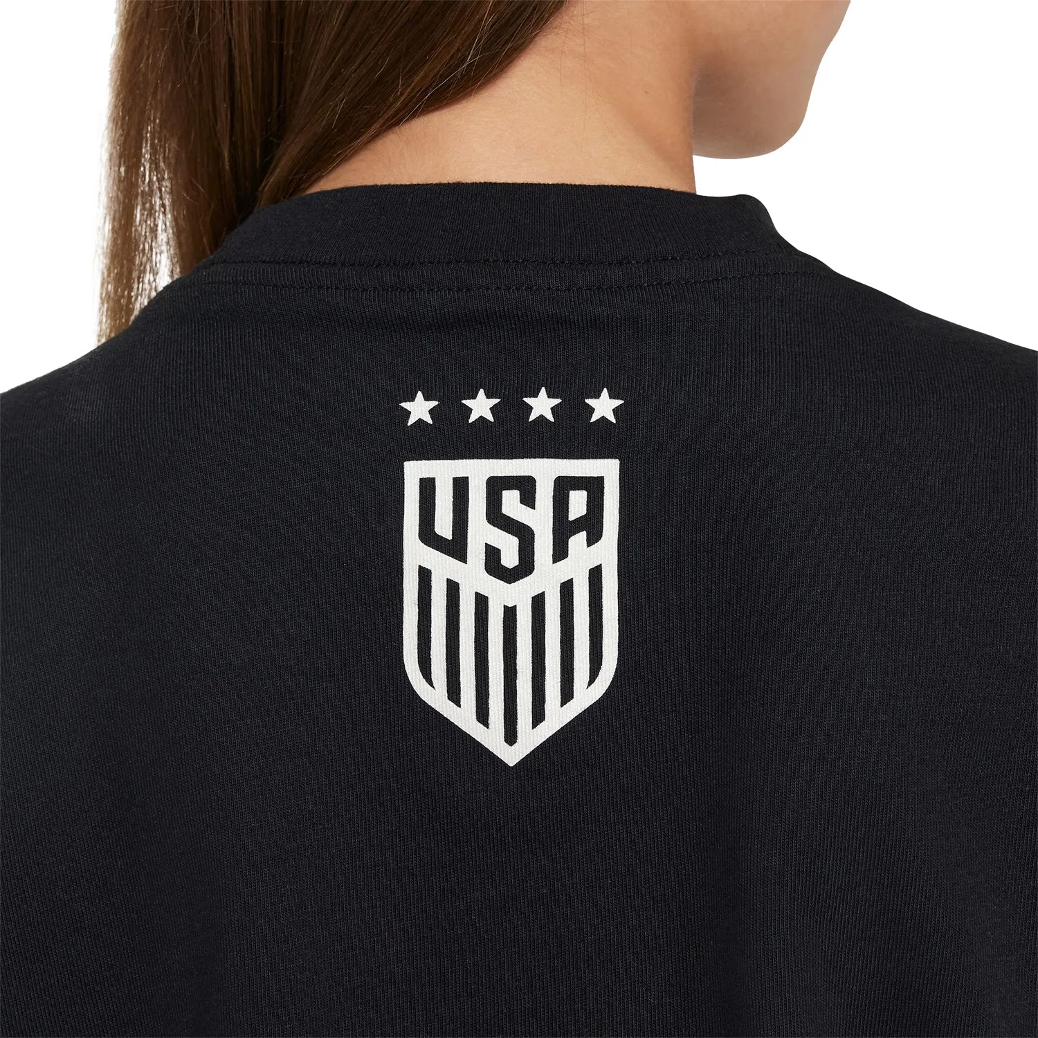 Girls Nike USWNT Swoosh Script Black Tee
