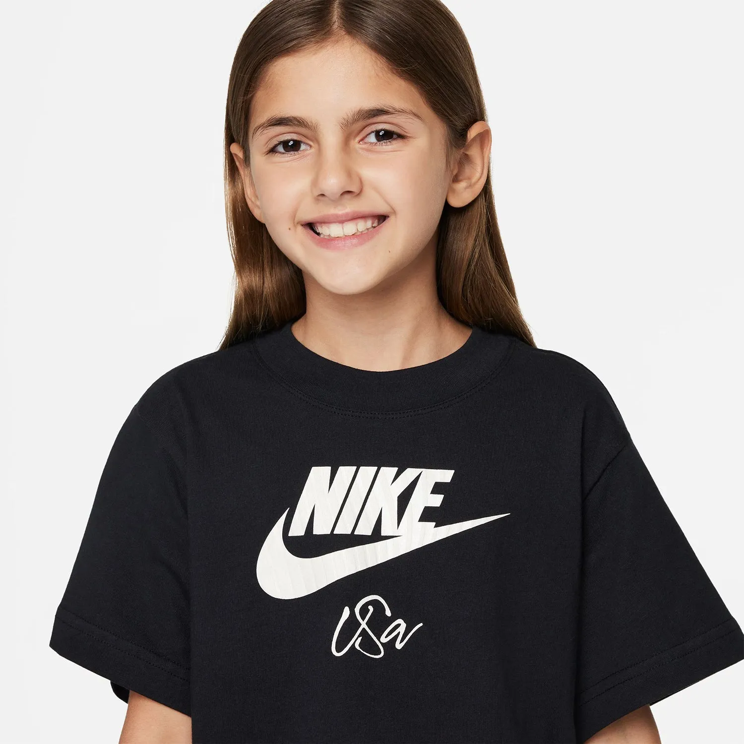 Girls Nike USWNT Swoosh Script Black Tee