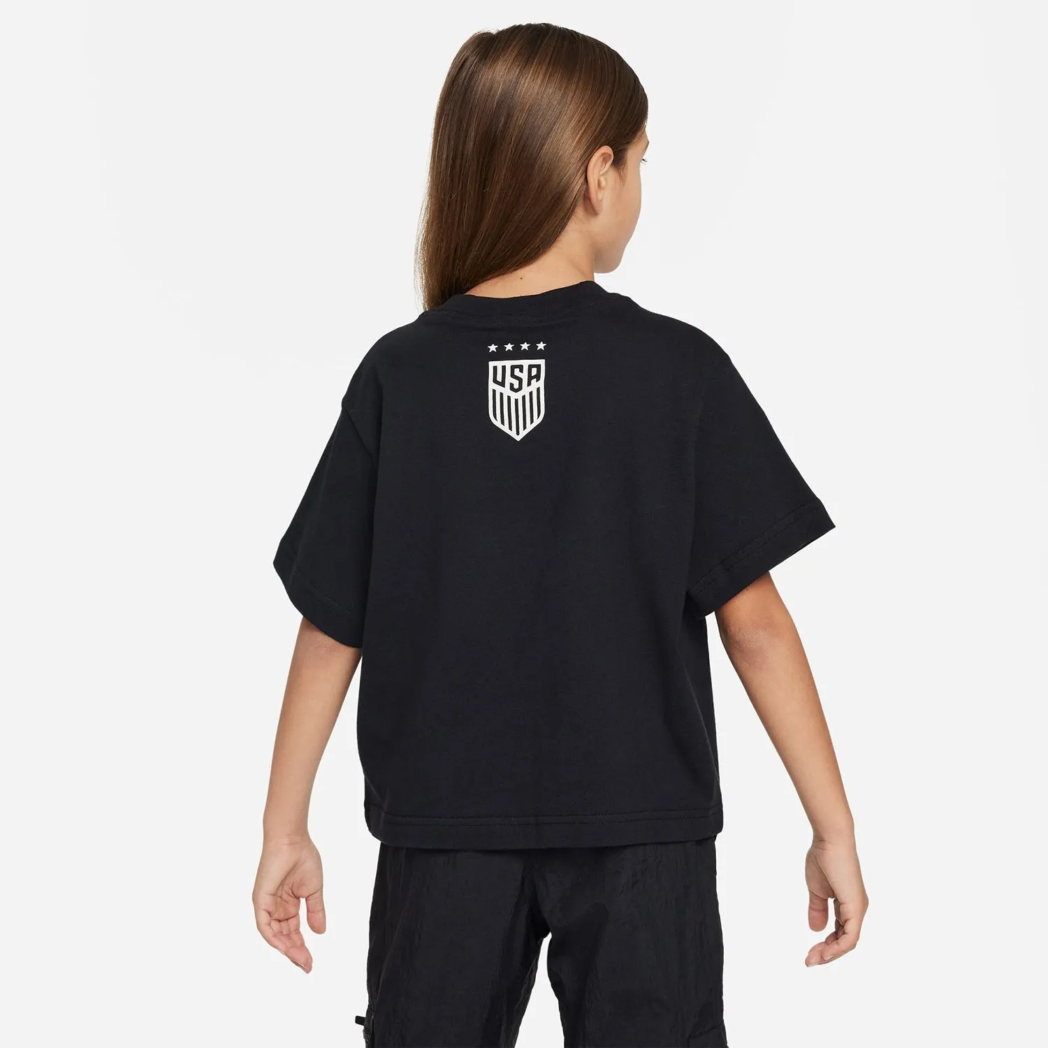 Girls Nike USWNT Swoosh Script Black Tee