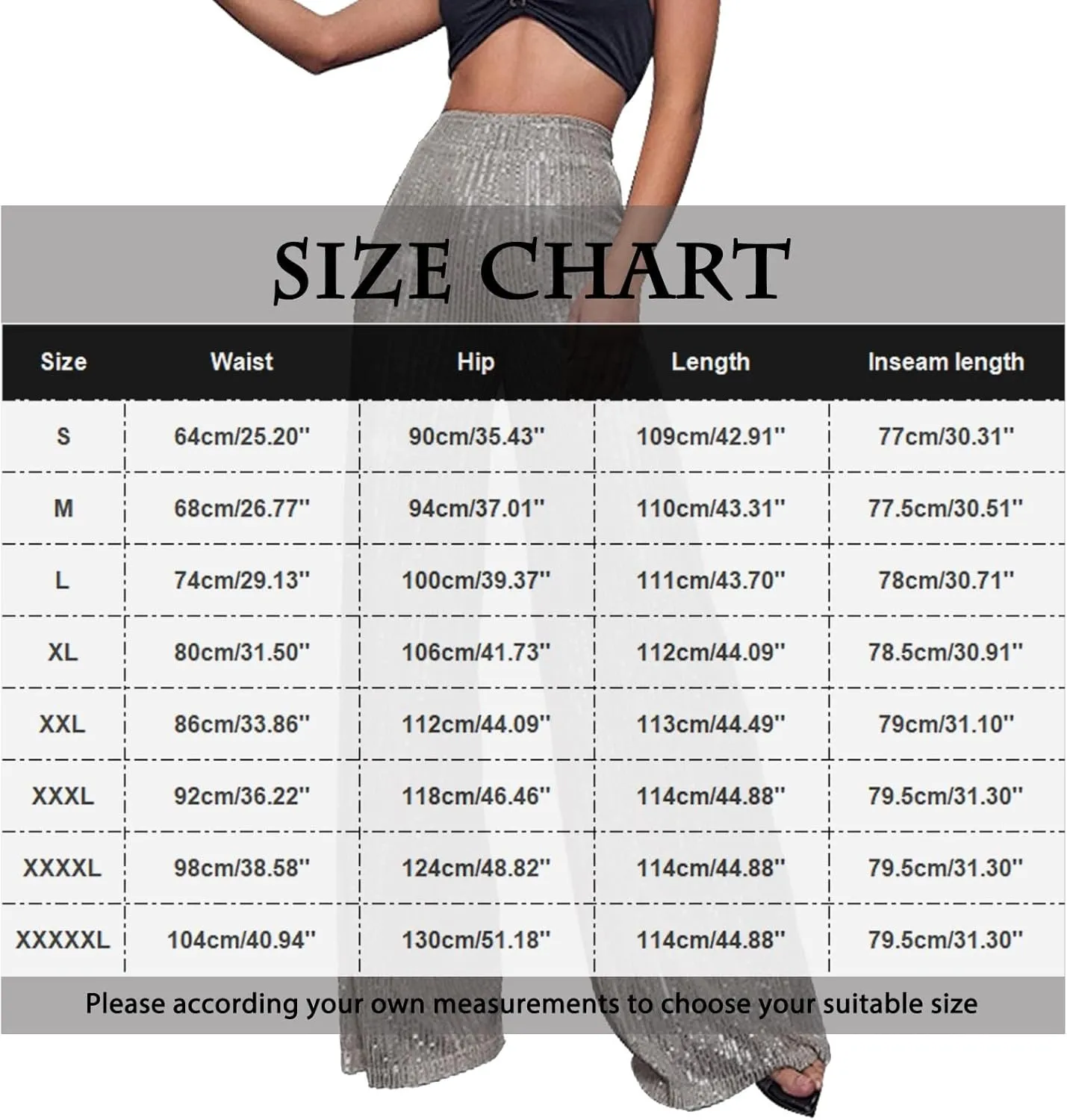 GOKKILRW Sequin Pant for Women Sparkly Glitter High Waist Wide Leg Slacks 70s Disco Party Night Club Trouser Shinny Buttoms