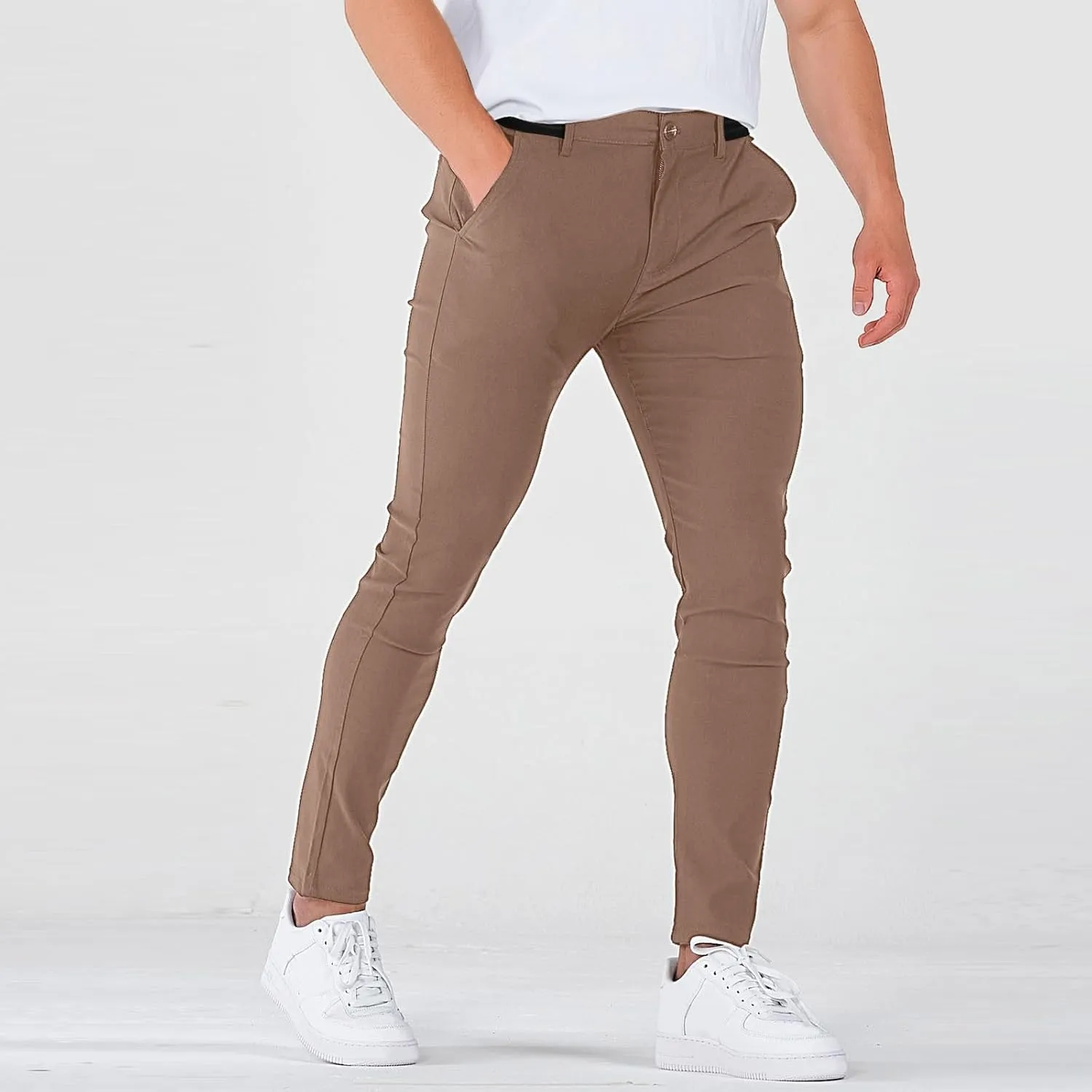 Golf Joggers Pants Men Petite Stretchy Slim Fit Dress Pants Quick Dry Elastic Waist Pull On Work Pants with Pockets