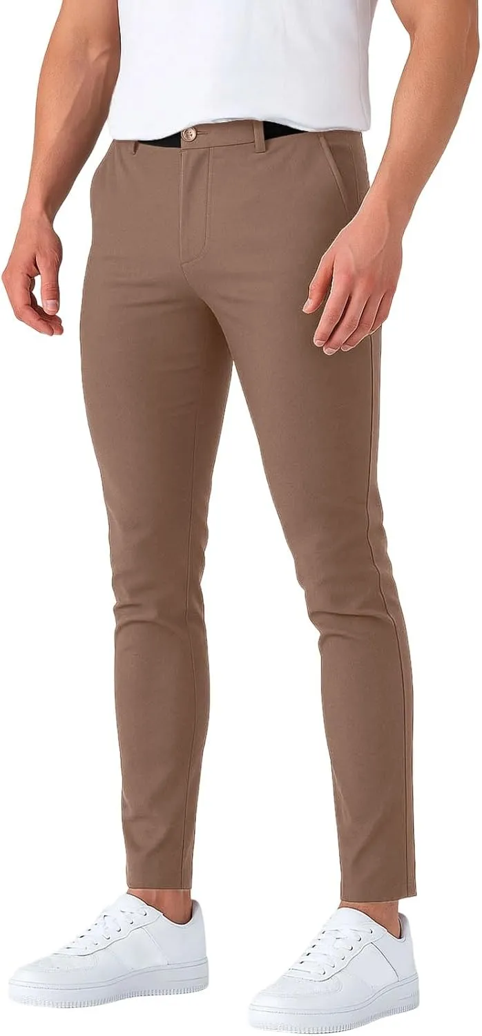 Golf Joggers Pants Men Petite Stretchy Slim Fit Dress Pants Quick Dry Elastic Waist Pull On Work Pants with Pockets