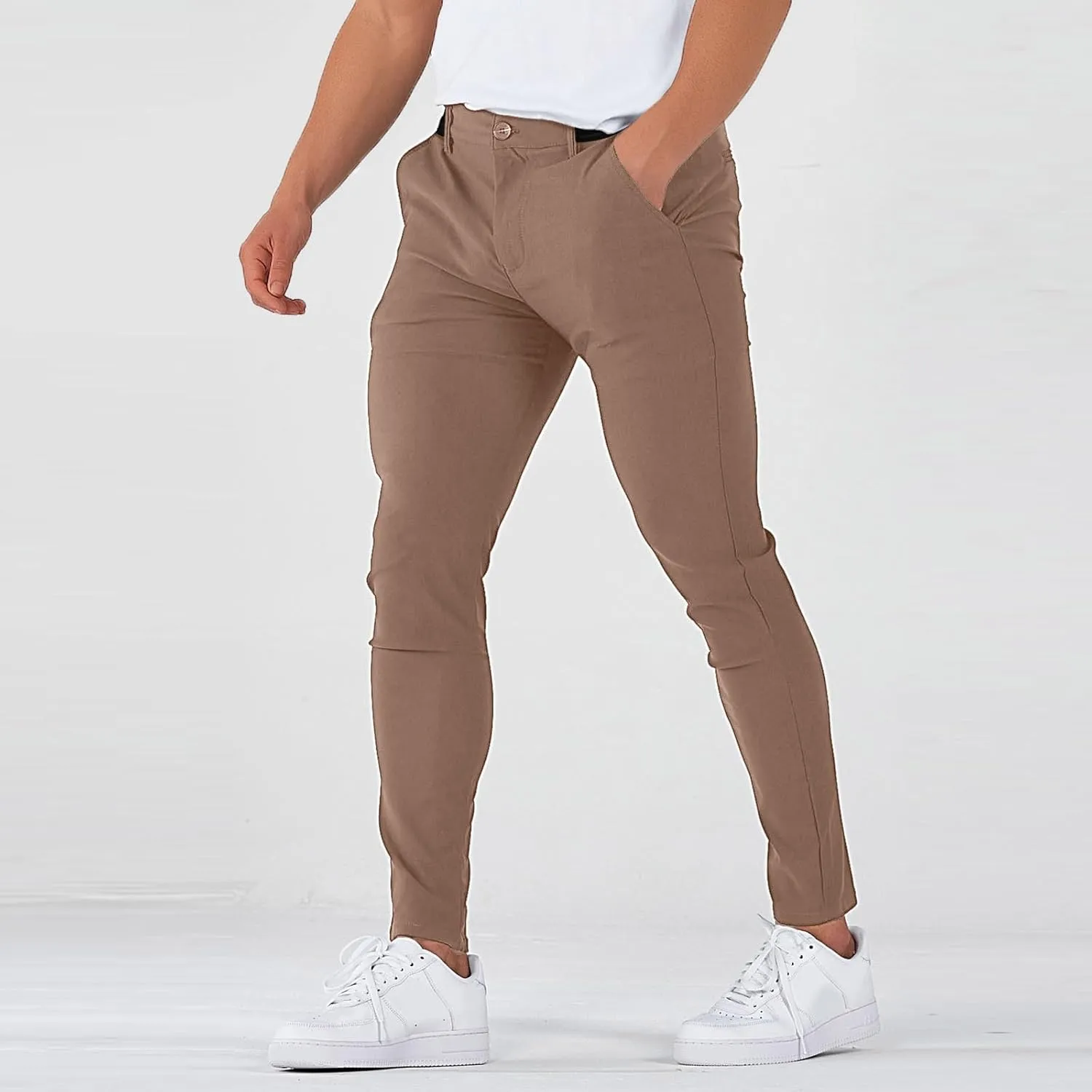 Golf Joggers Pants Men Petite Stretchy Slim Fit Dress Pants Quick Dry Elastic Waist Pull On Work Pants with Pockets