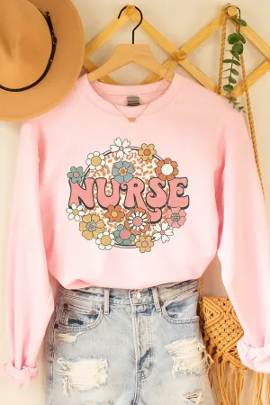 Groovy Nurse Flowers Heavy-weight Crew Sweatshirt