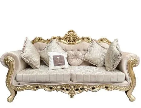 Handmade Royal Antique Golden Finish Carved Sofa (3 Seater)