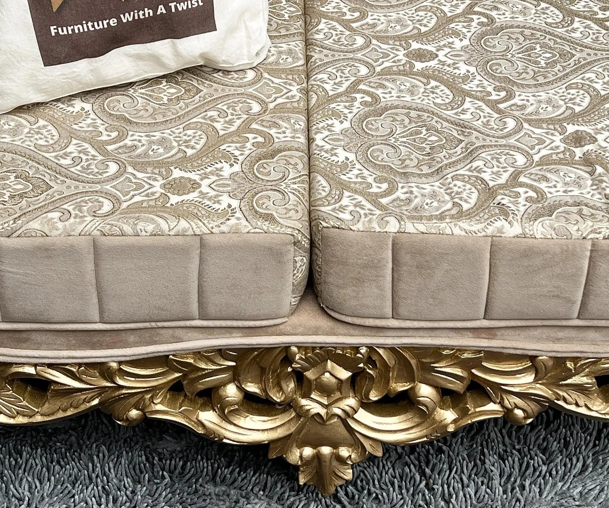 Handmade Royal Antique Golden Finish Carved Sofa (3 Seater)