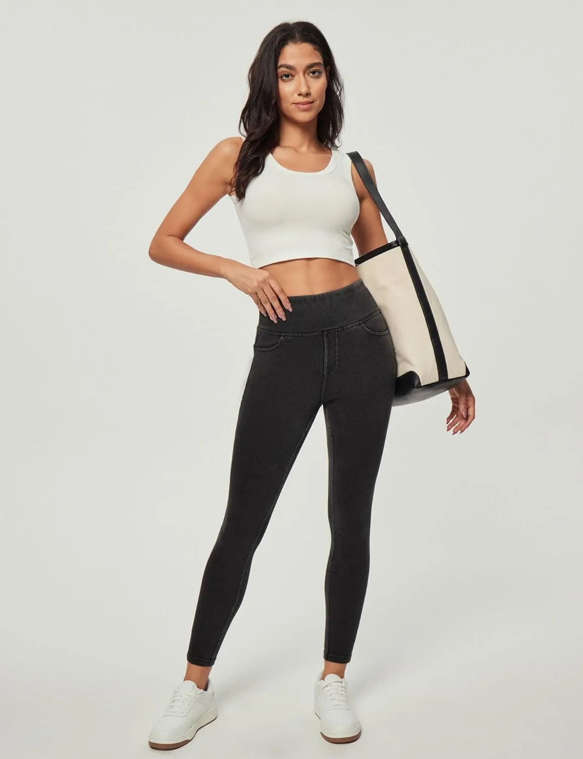 Heathyoga Jeggings for Women Tummy Control Skinny Stretchy Jeans for Women High Waist Pull on Jeans Leggings with Pockets