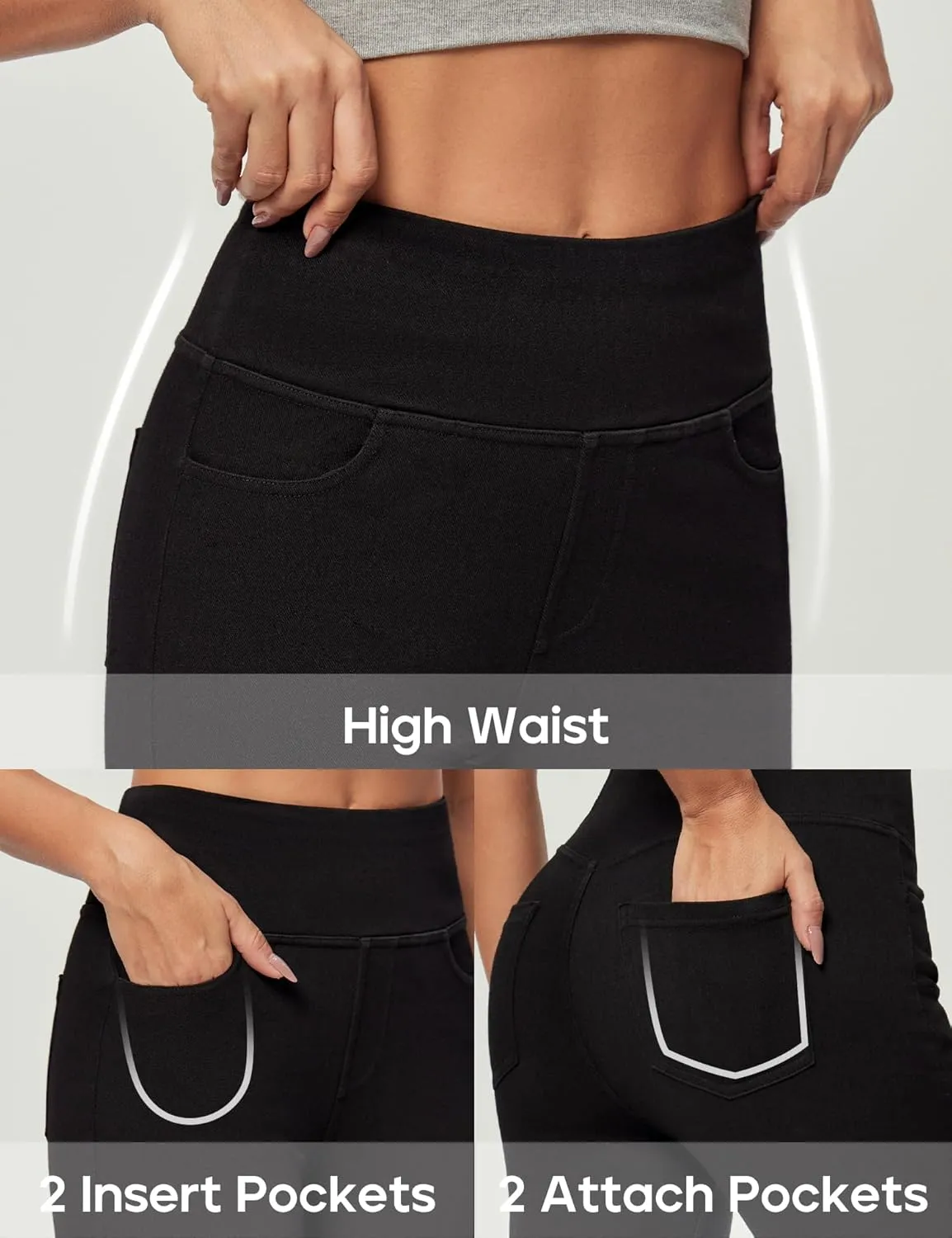 Heathyoga Jeggings for Women Tummy Control Skinny Stretchy Jeans for Women High Waist Pull on Jeans Leggings with Pockets