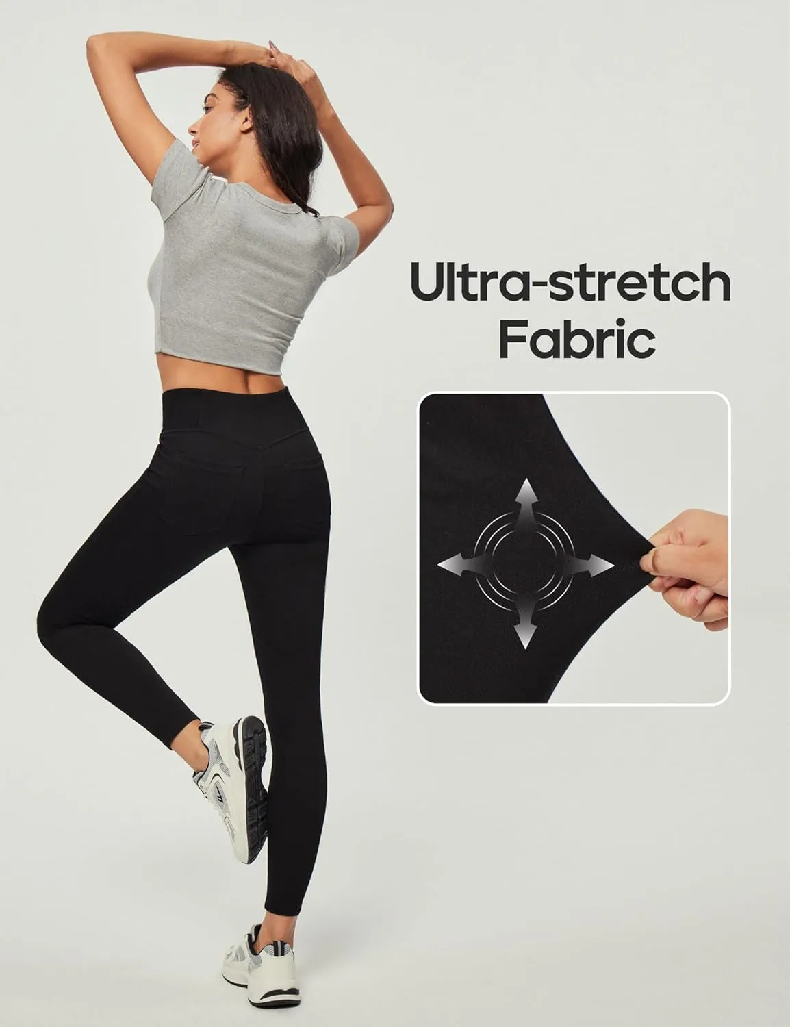 Heathyoga Jeggings for Women Tummy Control Skinny Stretchy Jeans for Women High Waist Pull on Jeans Leggings with Pockets