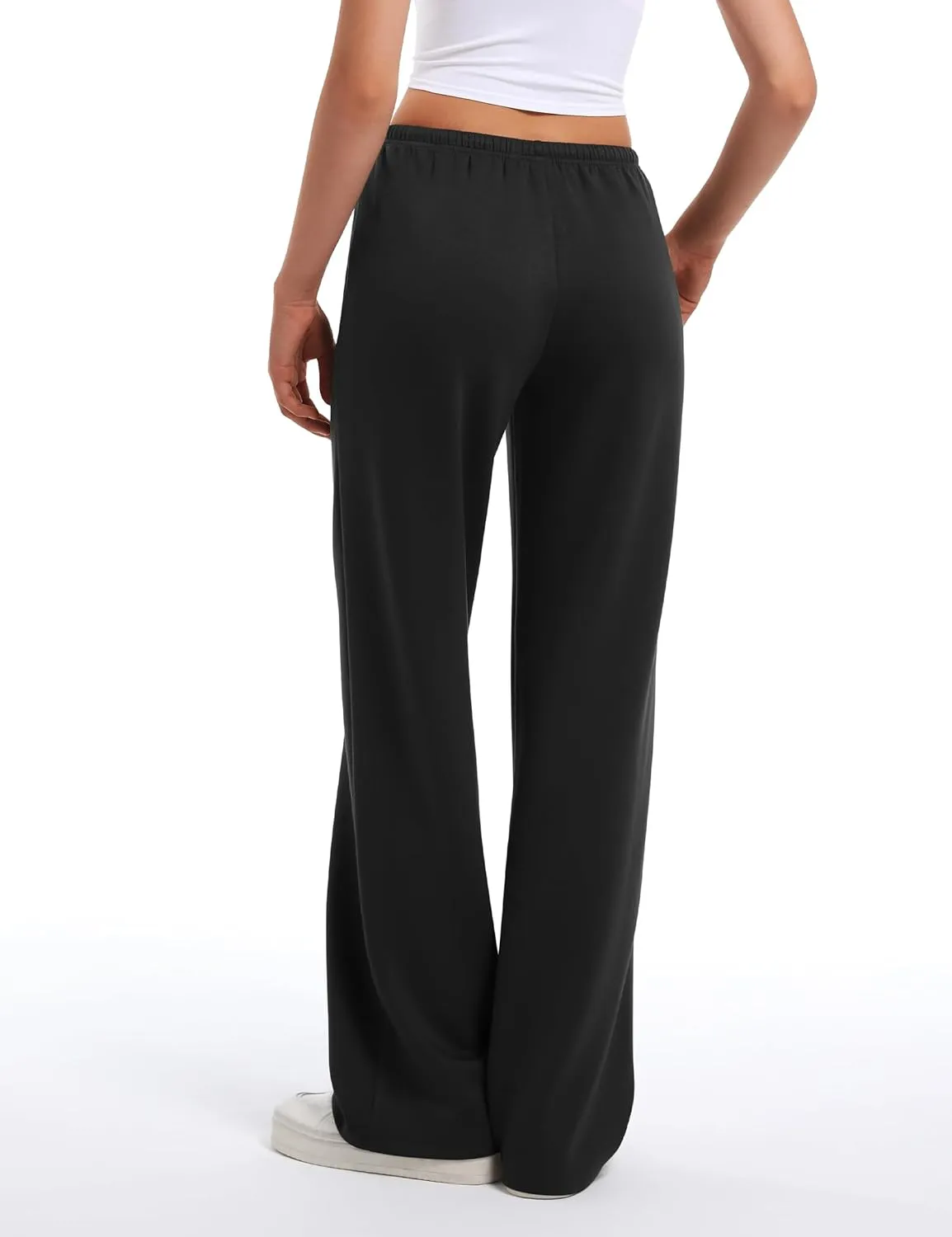 HeSaYep Women's Wide Leg Sweatpants Straight Leg Lowrise Sweat Pants Drawstring Elastic Low Waist Pants with Pockets
