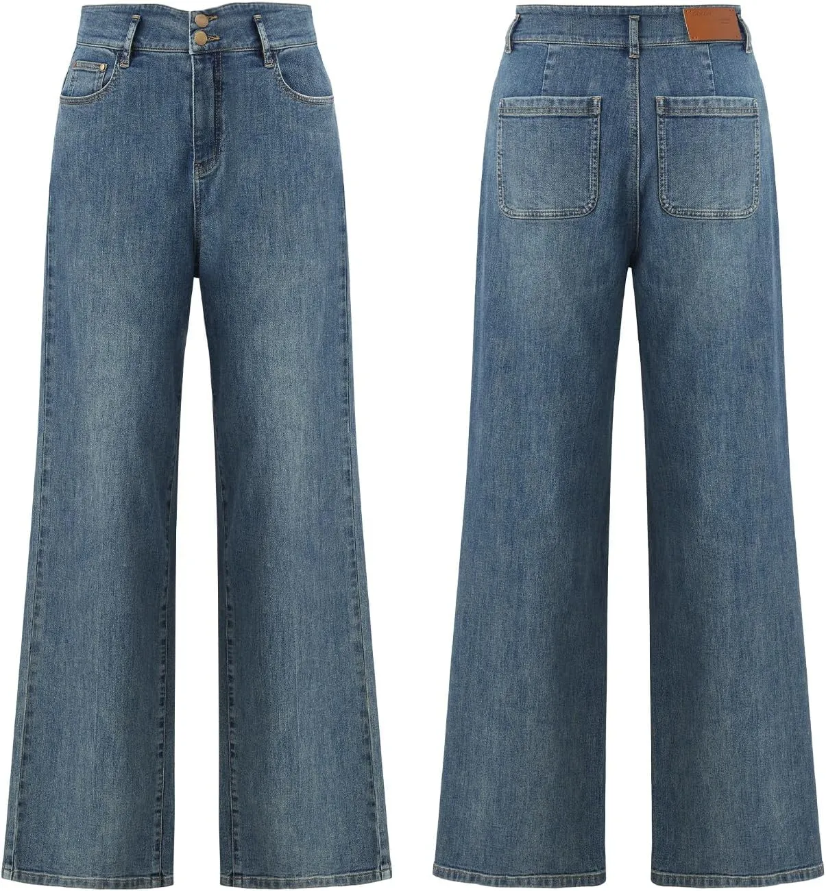 High Waisted Pants for Women Trendy Wide Leg Boyfriends Baggy Jeans y2k with Pockets