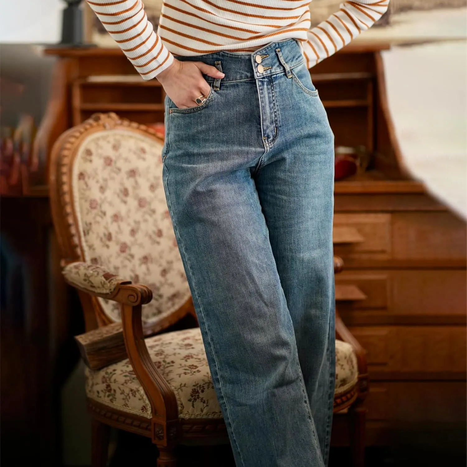 High Waisted Pants for Women Trendy Wide Leg Boyfriends Baggy Jeans y2k with Pockets