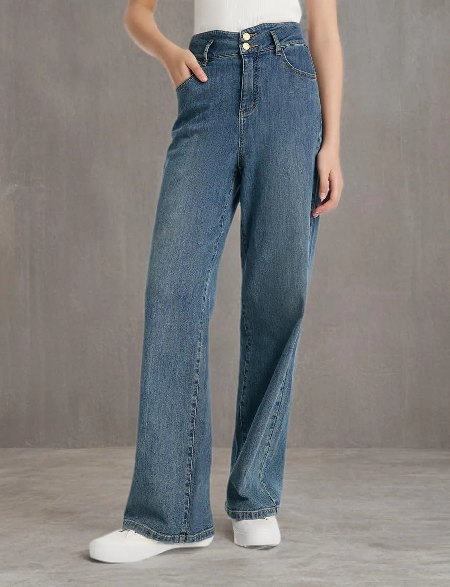 High Waisted Pants for Women Trendy Wide Leg Boyfriends Baggy Jeans y2k with Pockets