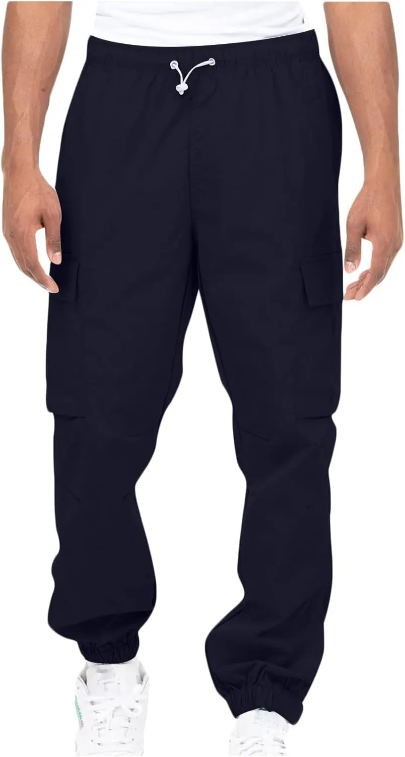 Hiking Cargo Pants for Men Casual Loose Straight Leg Joggers Lightweight Cotton Cargo Sweatpants