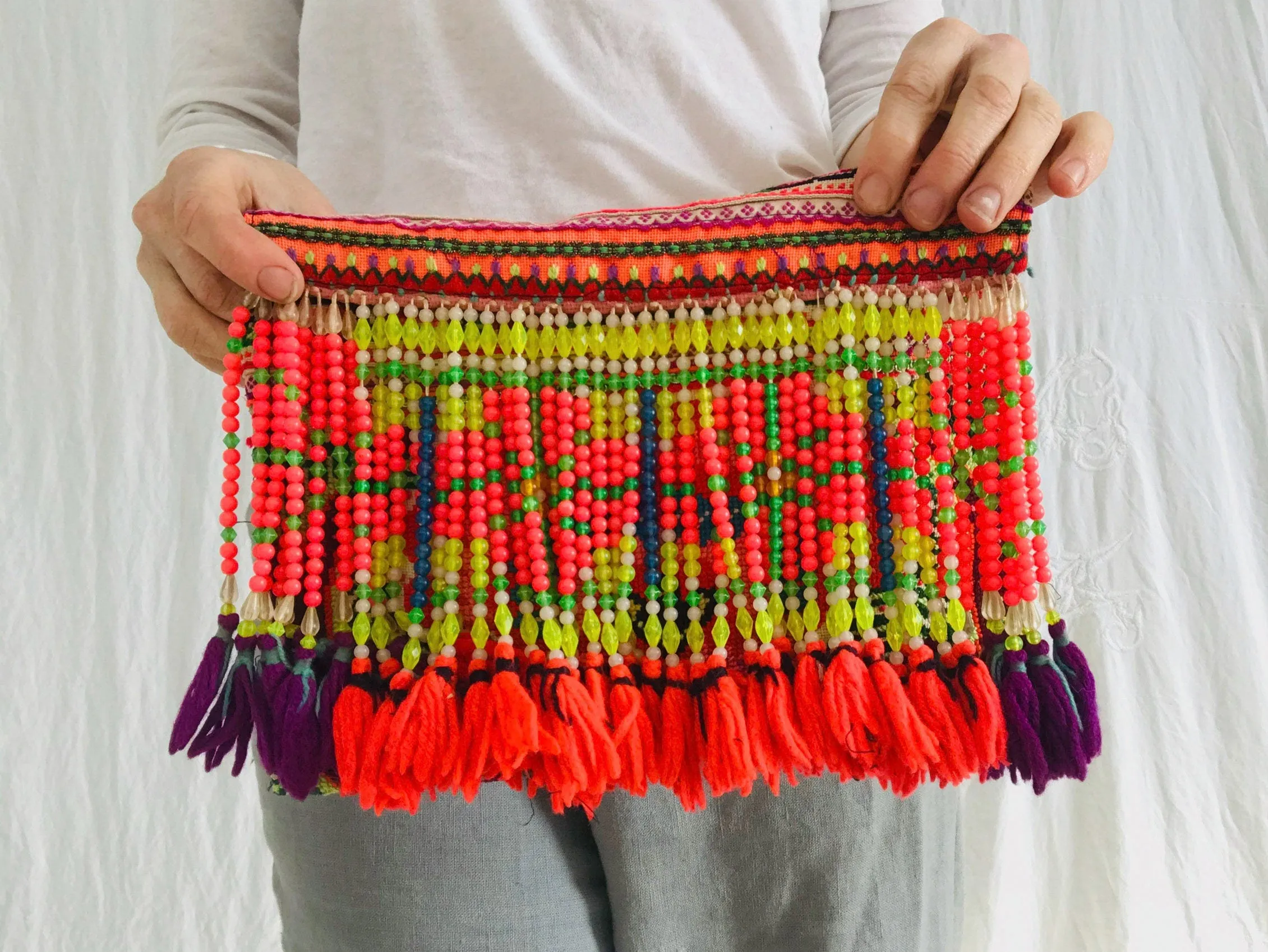 Hmong Embroidered and Beaded Purse. Clutch