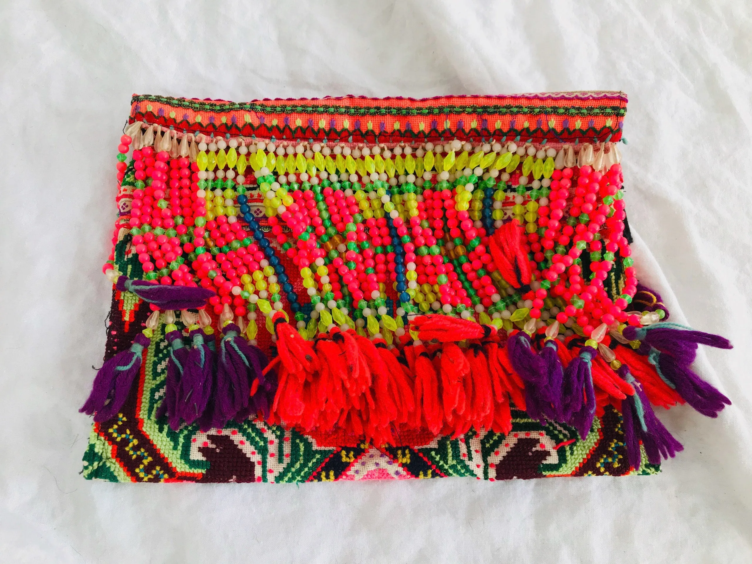 Hmong Embroidered and Beaded Purse. Clutch