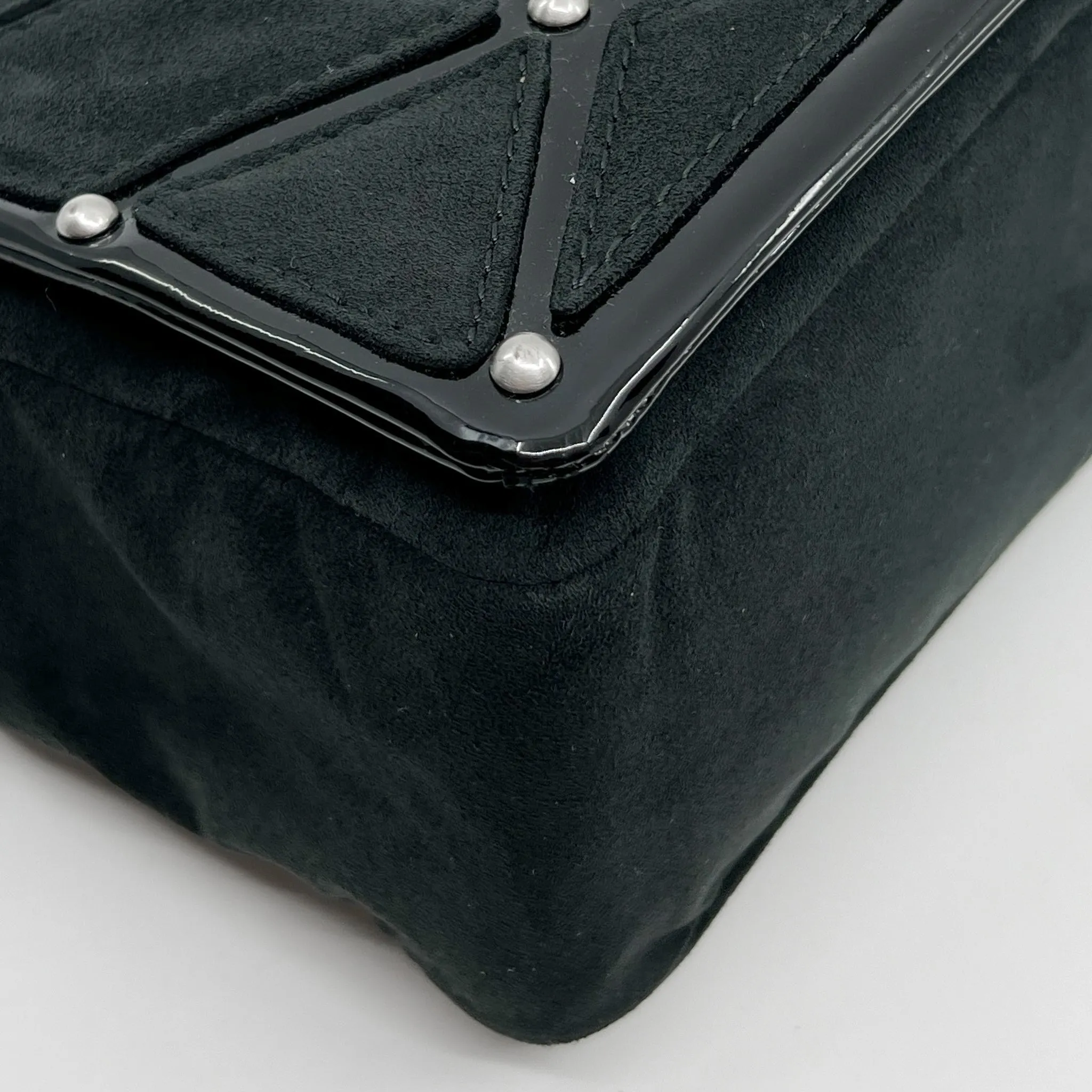 Hugo Boss Black Suede and Patent Leather Shoulder Bag