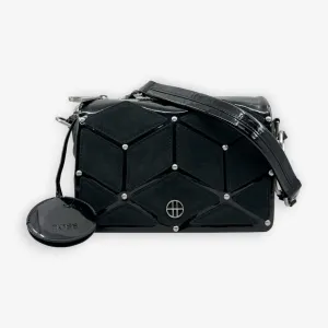 Hugo Boss Black Suede and Patent Leather Shoulder Bag