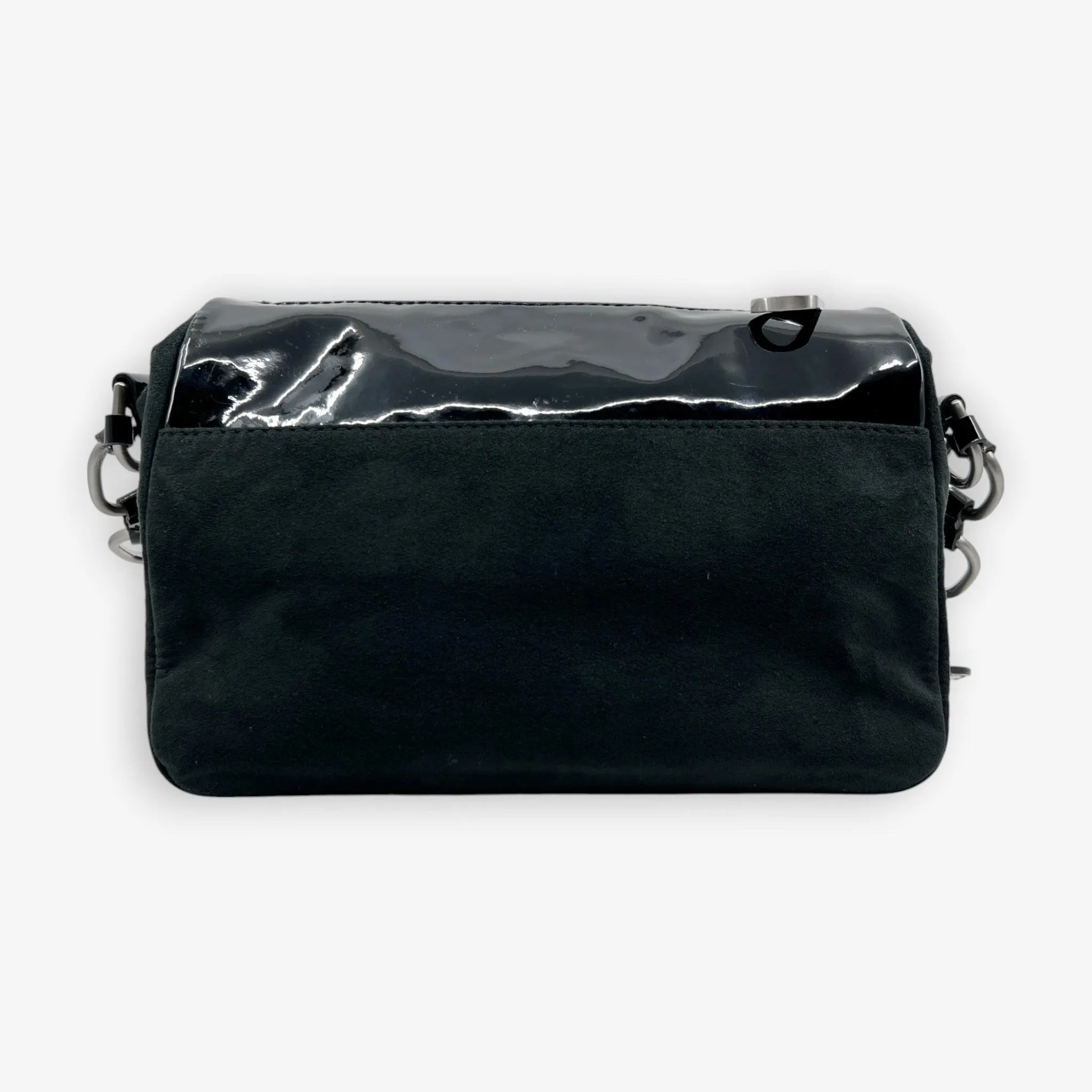 Hugo Boss Black Suede and Patent Leather Shoulder Bag