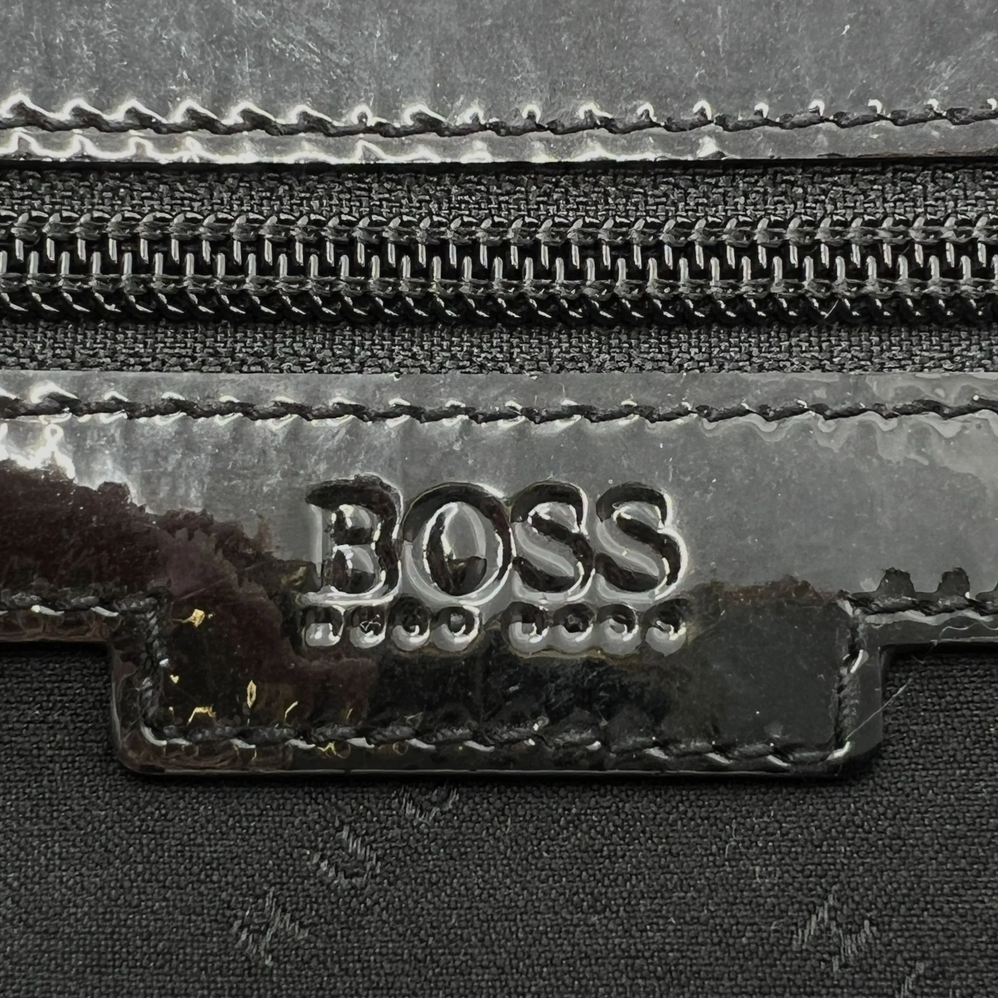 Hugo Boss Black Suede and Patent Leather Shoulder Bag