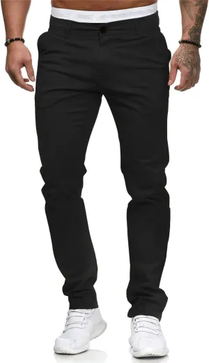 HUNGSON Mens Chinos Dress Pants Slim Straight Fit Flat-Front Golf Pants Casual Travel Slacks