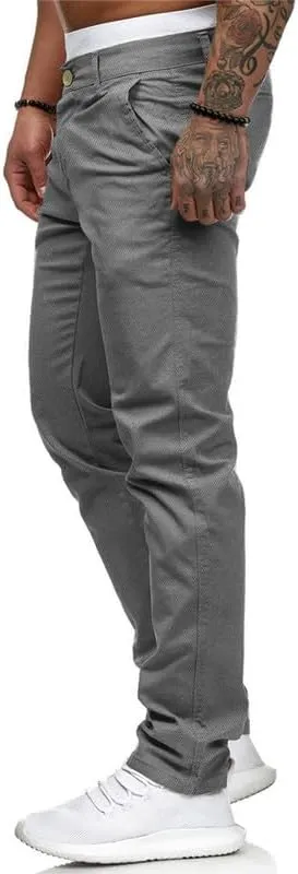 HUNGSON Mens Chinos Slim Fit Stretch Flat-Front Skinny Dress Pants