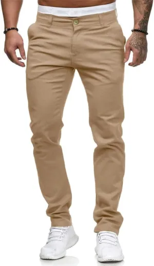 HUNGSON Mens Chinos Slim Fit Stretch Flat-Front Skinny Dress Pants
