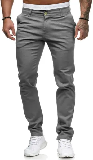 HUNGSON Mens Chinos Slim Fit Stretch Flat-Front Skinny Dress Pants
