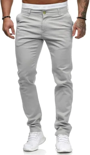 HUNGSON Mens Chinos Slim Fit Stretch Flat-Front Skinny Dress Pants