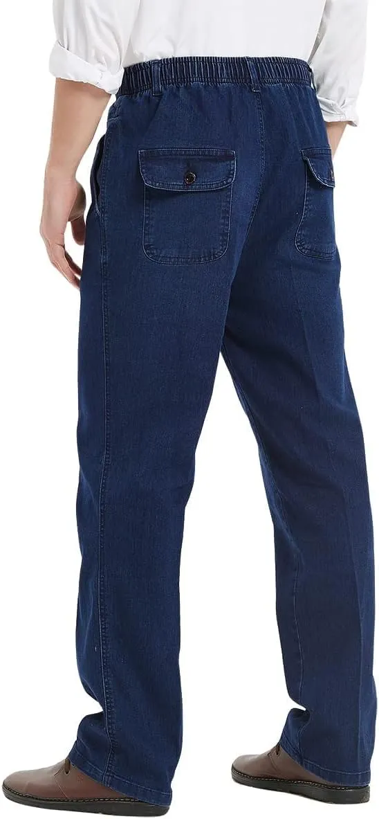 IDEALSANXUN Mens Elastic Waist Jeans