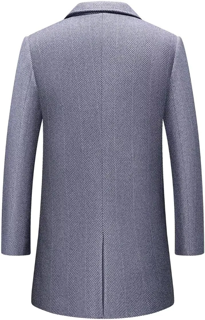 INVACHI Men's Casual Trench Coat with Detachable Scarfs Notched Collar Single Breasted Overcoat