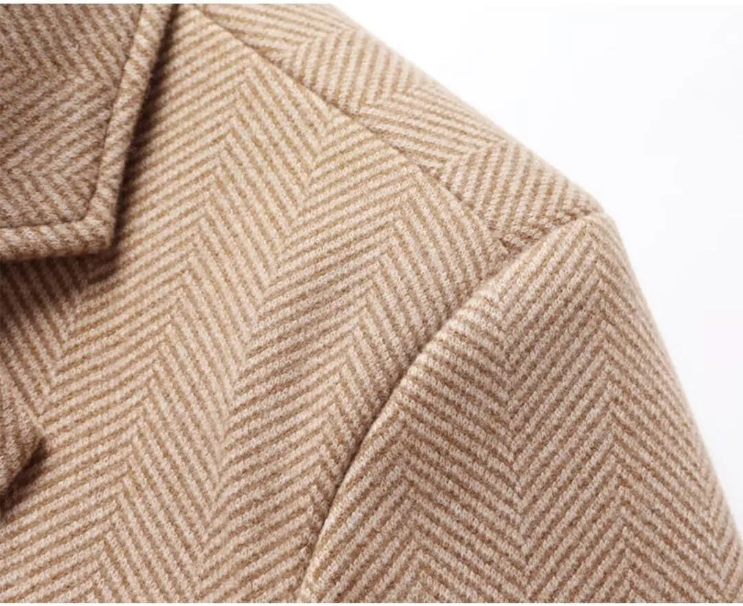 INVACHI Men's Casual Trench Coat with Detachable Scarfs Notched Collar Single Breasted Overcoat