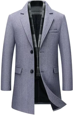 INVACHI Men's Casual Trench Coat with Detachable Scarfs Notched Collar Single Breasted Overcoat