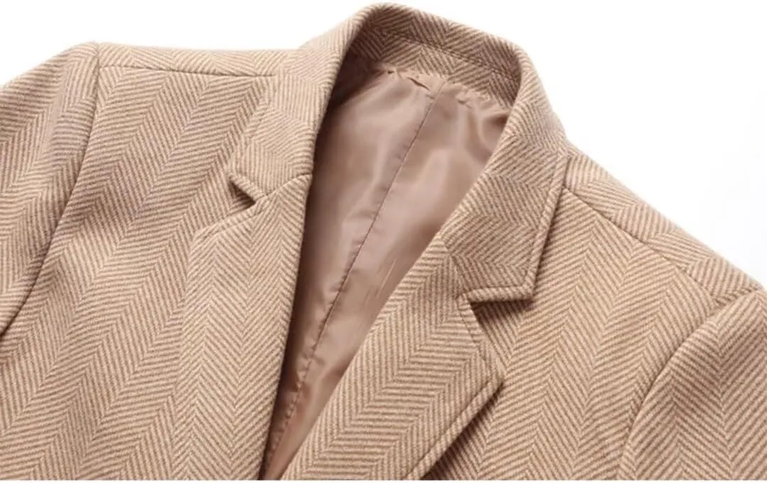 INVACHI Men's Casual Trench Coat with Detachable Scarfs Notched Collar Single Breasted Overcoat