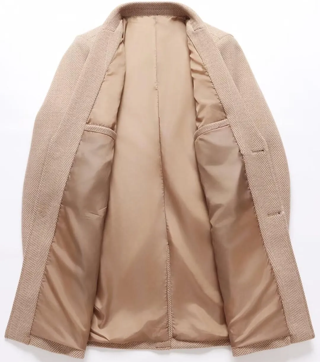 INVACHI Men's Casual Trench Coat with Detachable Scarfs Notched Collar Single Breasted Overcoat