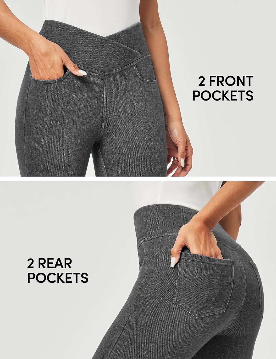 IUGA Capri Jeans for Women Pull On Jeggings for Women Tummy Control Jean Capris Pants Stretchy Denim Pants with Pockets