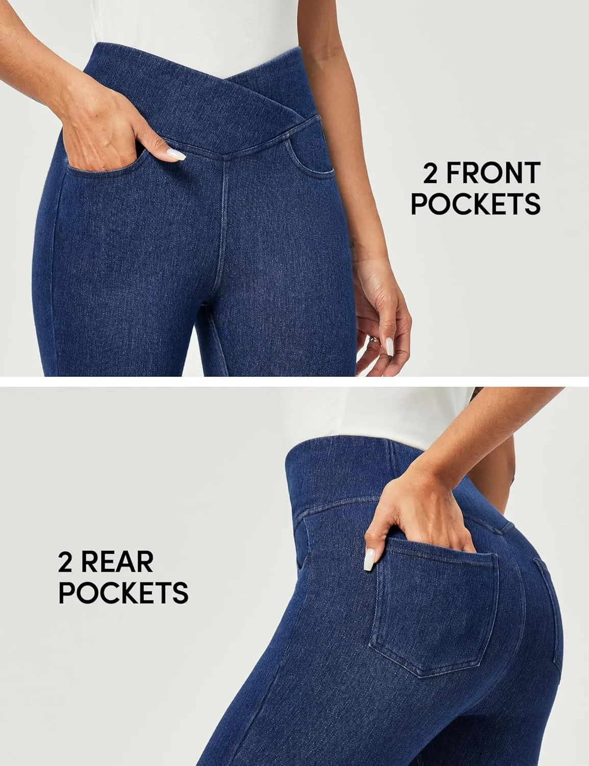 IUGA Capri Jeans for Women Pull On Jeggings for Women Tummy Control Jean Capris Pants Stretchy Denim Pants with Pockets