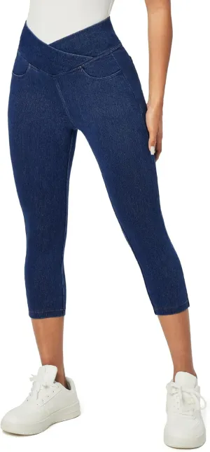 IUGA Capri Jeans for Women Pull On Jeggings for Women Tummy Control Jean Capris Pants Stretchy Denim Pants with Pockets