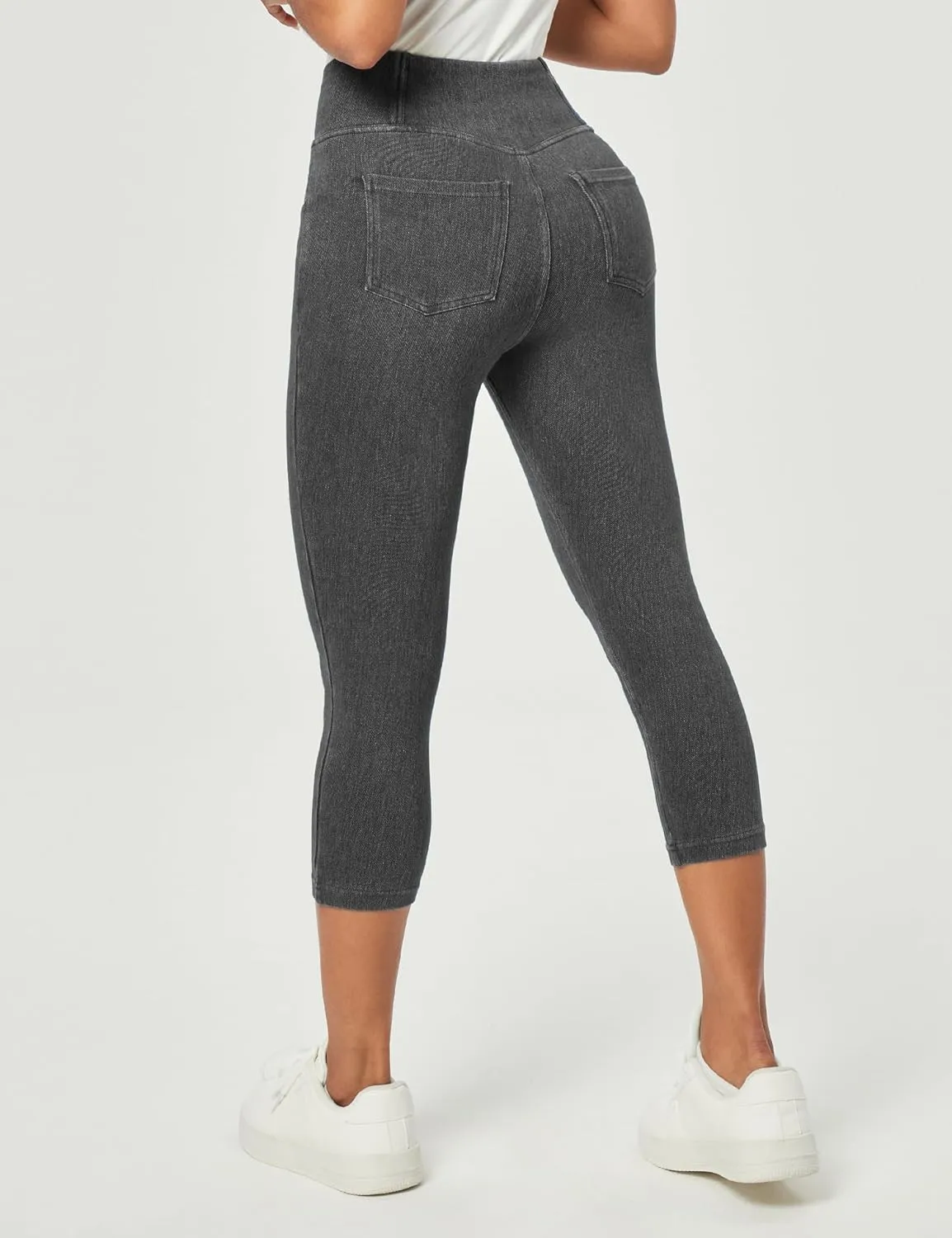 IUGA Capri Jeans for Women Pull On Jeggings for Women Tummy Control Jean Capris Pants Stretchy Denim Pants with Pockets