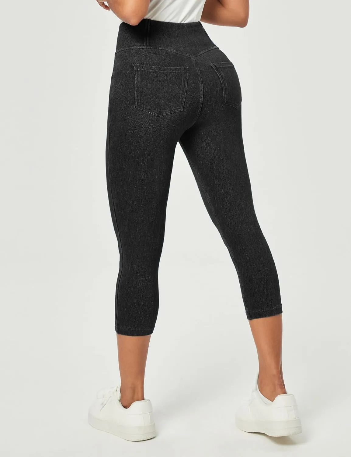 IUGA Capri Jeans for Women Pull On Jeggings for Women Tummy Control Jean Capris Pants Stretchy Denim Pants with Pockets