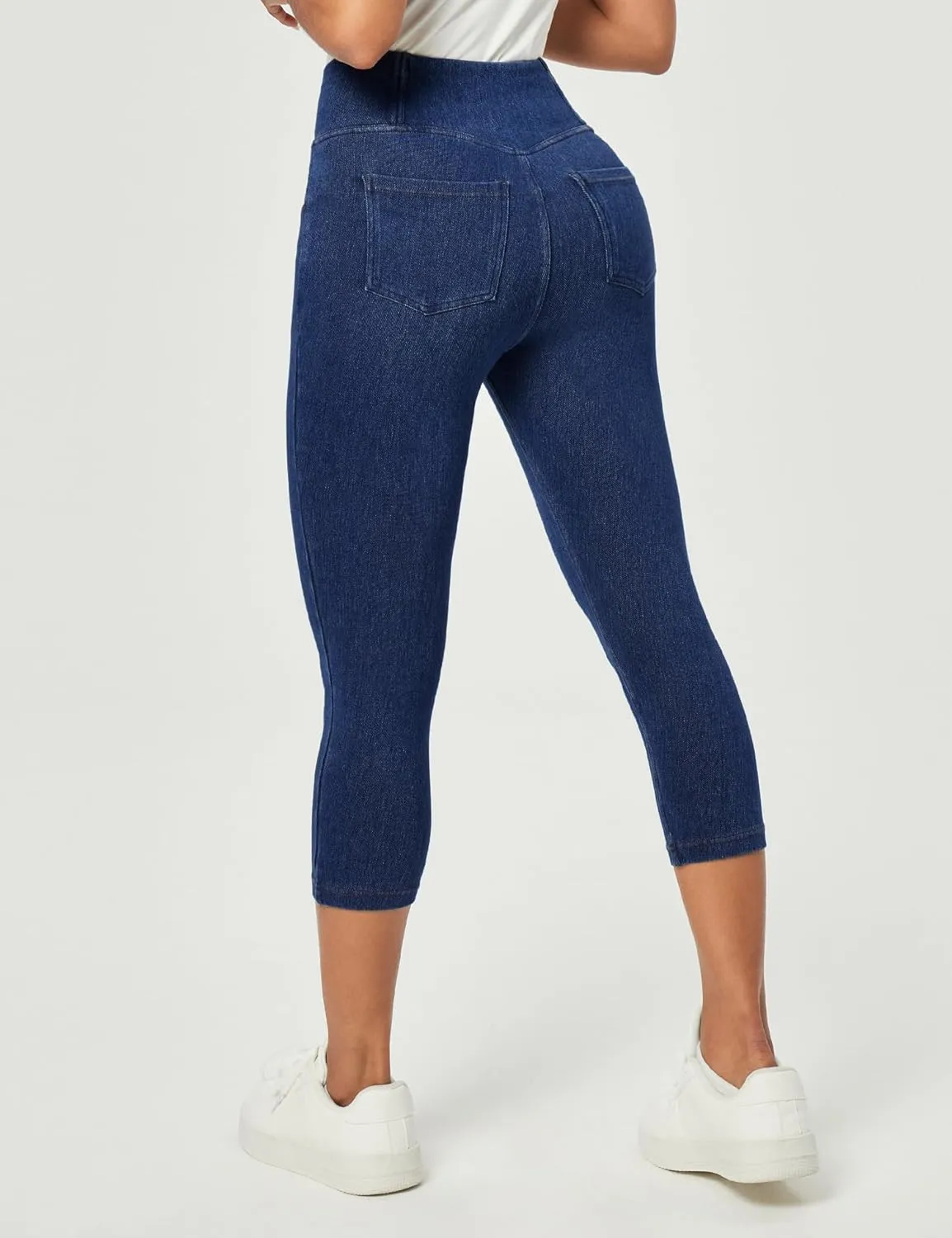IUGA Capri Jeans for Women Pull On Jeggings for Women Tummy Control Jean Capris Pants Stretchy Denim Pants with Pockets