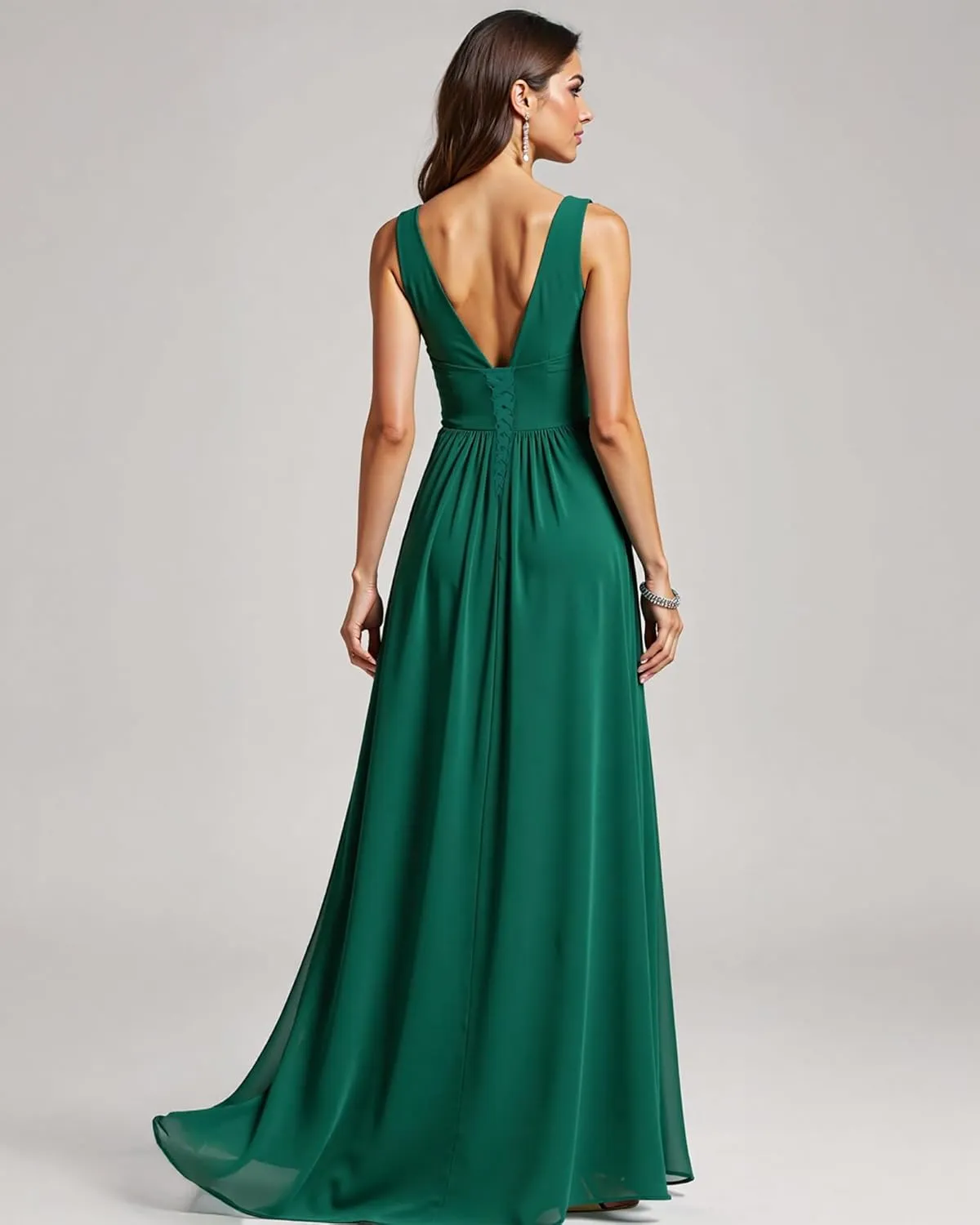 JAEDEN Bridesmaid Dresses for Women  V Neck, Pleated, Chiffon A-Line Formal Evening Gown for Wedding