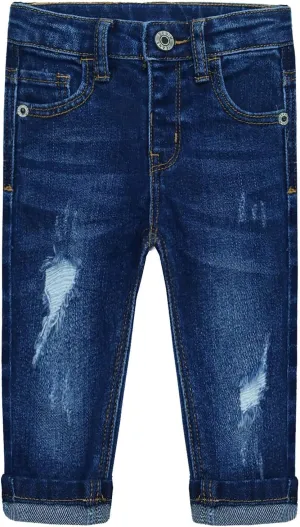KIDSCOOL SPACE Baby Girl Boy Jeans,Little Kid Elastic Band Inside Ripped Denim Jeans Pants