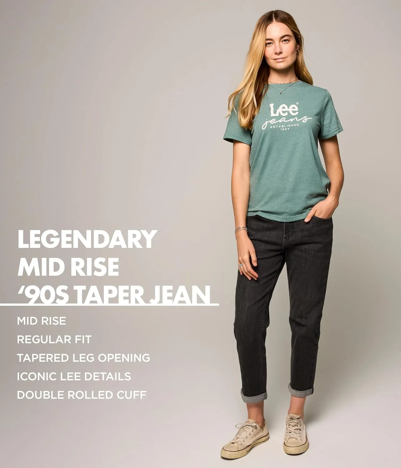 Lee Women's Legendary Mid Rise '90s Taper Jean