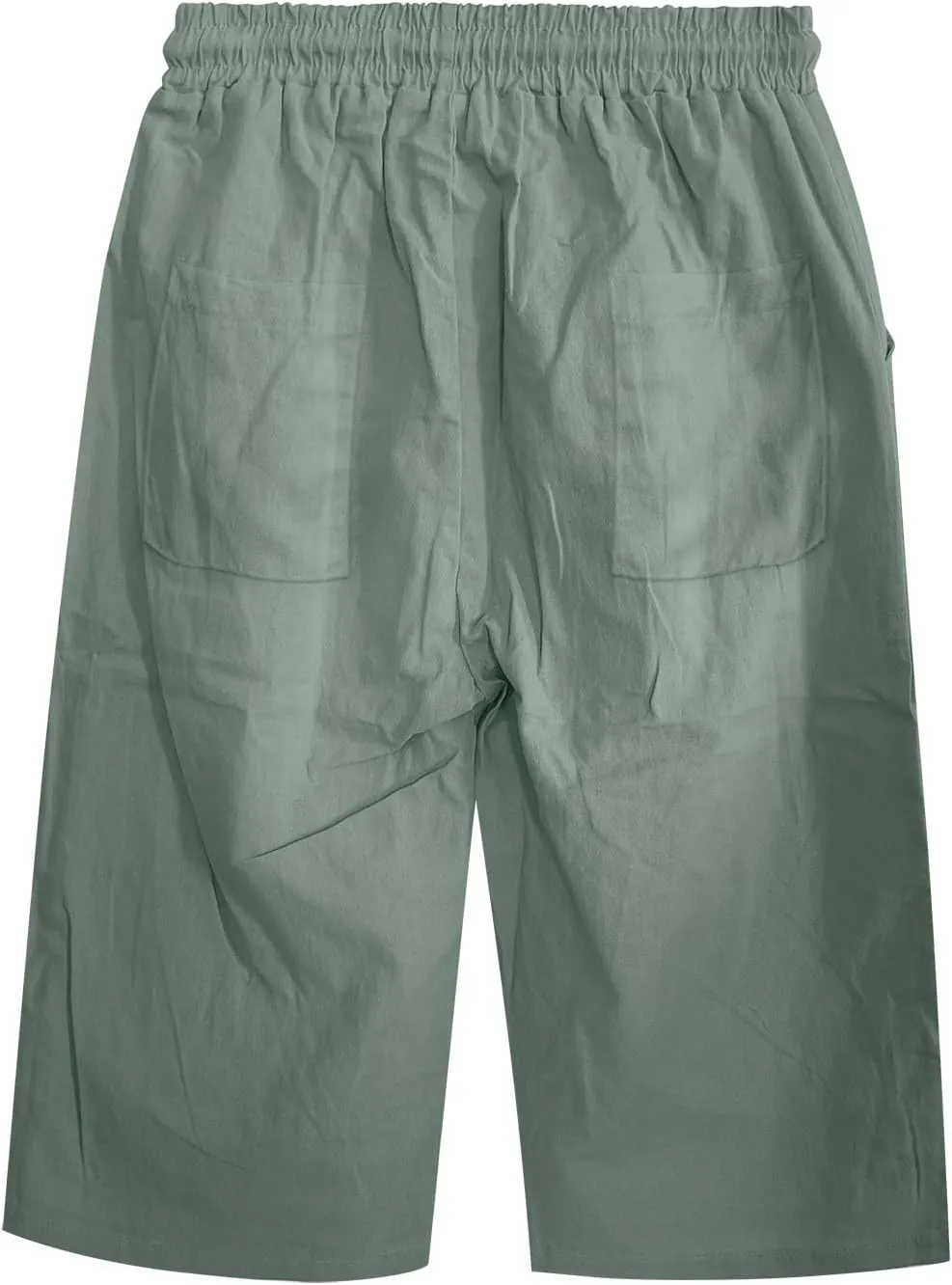 Linen Capri Pants for Women High Waisted Drawstring Trousers Comfy Soft Pant Summer Casual Beach Wear