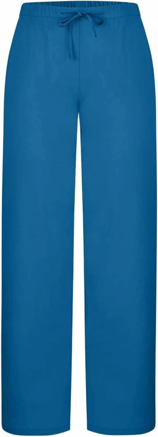 Linen Pants for Women Wide Leg Baggy Drawstring Elastic Waist Palazzo Trousers Pants with Pockets Summer 2025