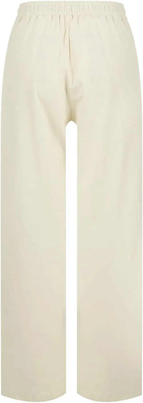 Linen Pants for Women Wide Leg Baggy Drawstring Elastic Waist Palazzo Trousers Pants with Pockets Summer 2025