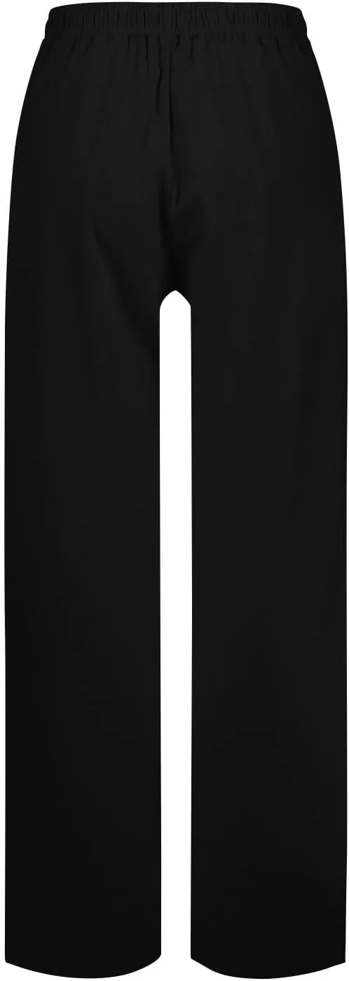 Linen Pants for Women Wide Leg Baggy Drawstring Elastic Waist Palazzo Trousers Pants with Pockets Summer 2025