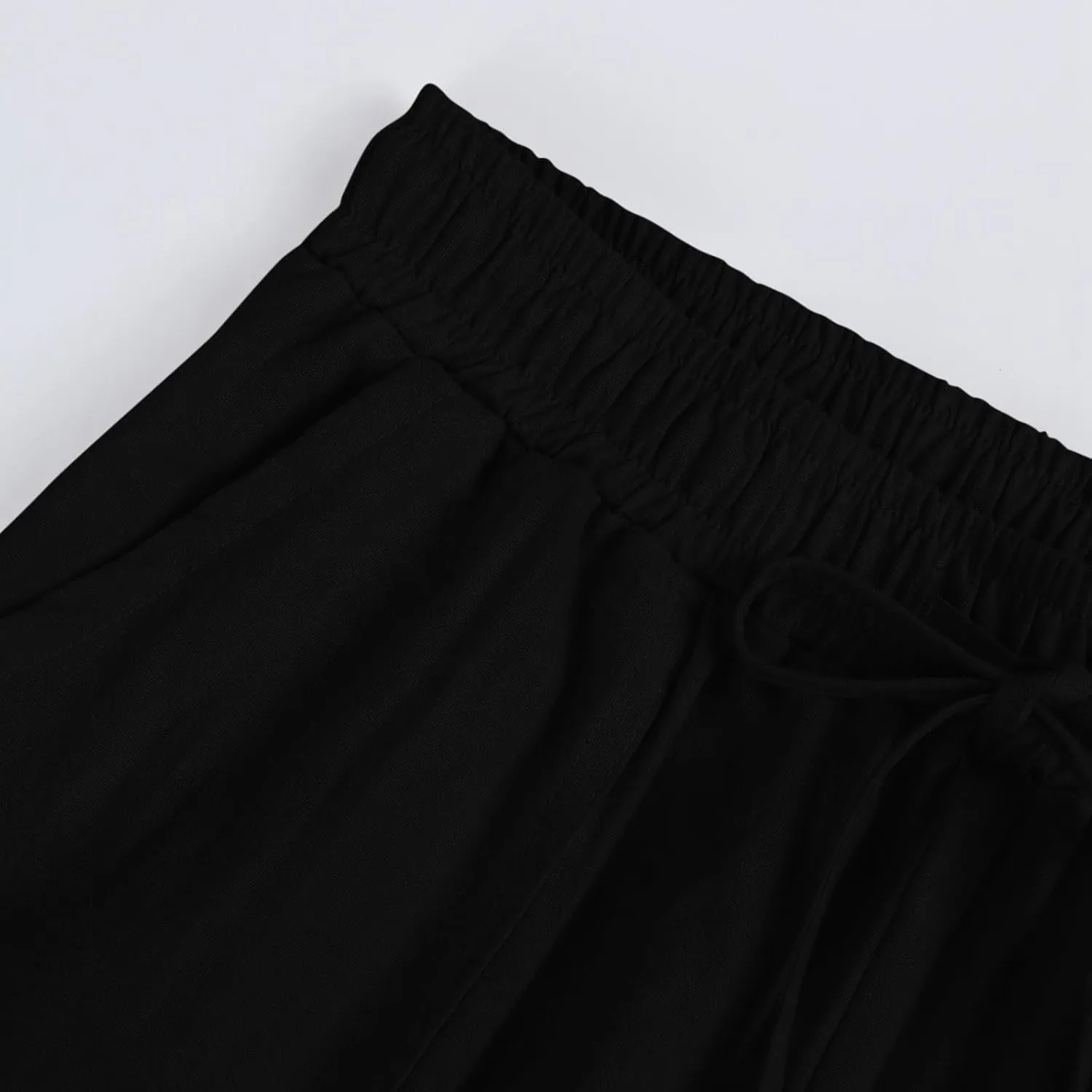 Linen Pants for Women Wide Leg Baggy Drawstring Elastic Waist Palazzo Trousers Pants with Pockets Summer 2025