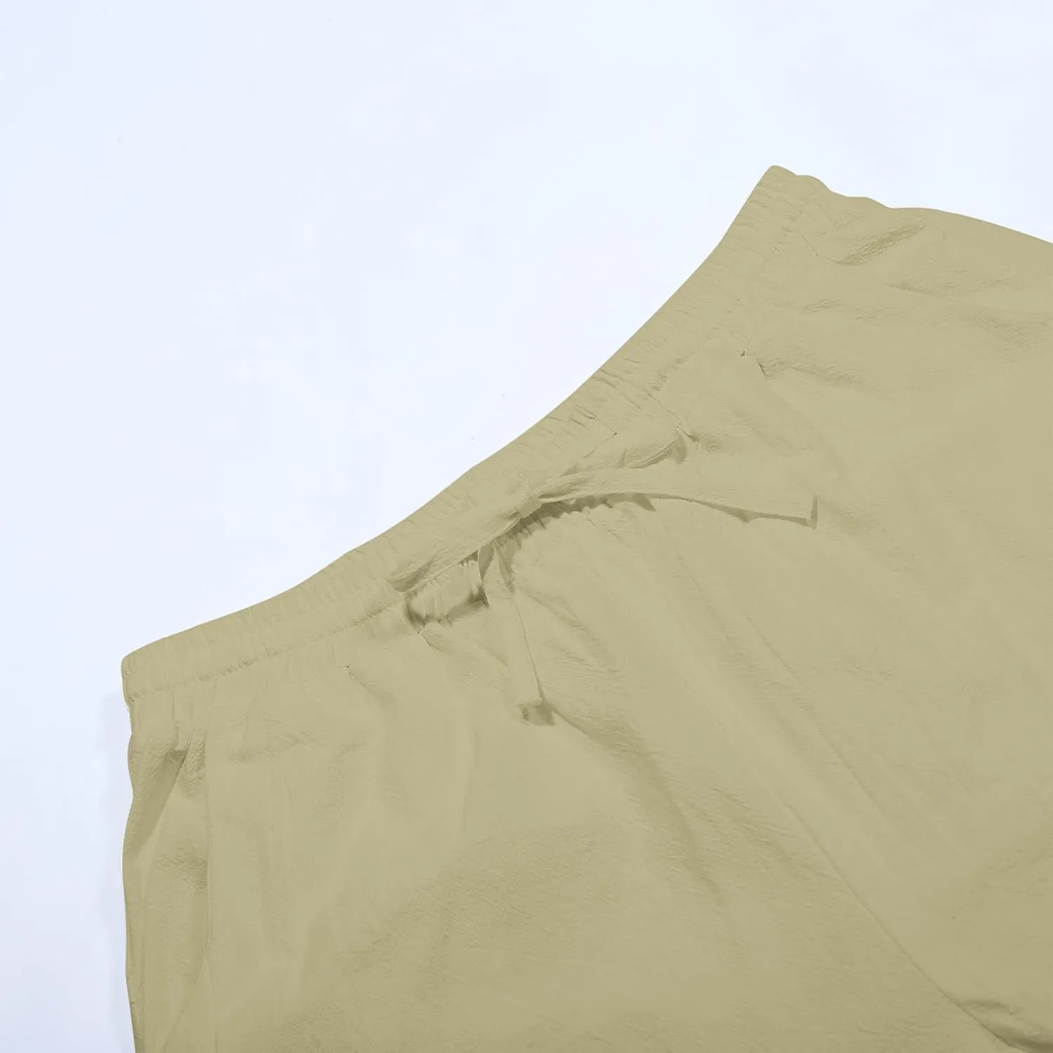 Linen Pants for Women Wide Straight Leg Side Button Pants 2025 Trendy Baggy Elastic Waist Trousers with Pockets